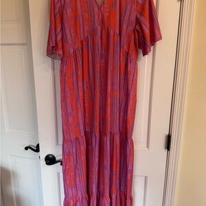 Purple and Coral Maxi Dress